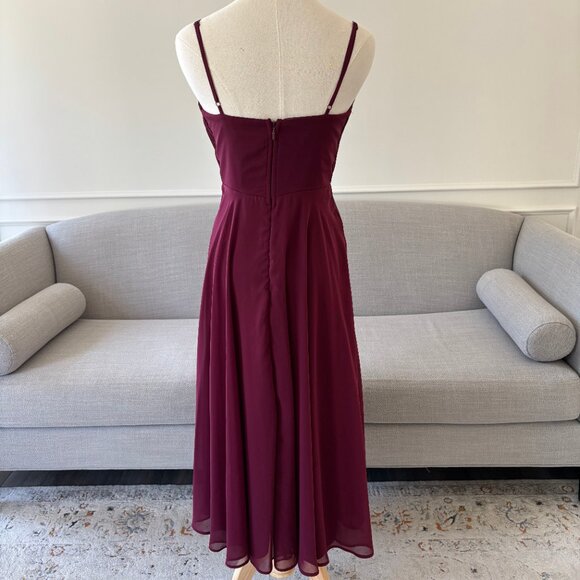 Bridesmaid Formal Midi Dress - Maroon Size Small - Picture 3 of 4